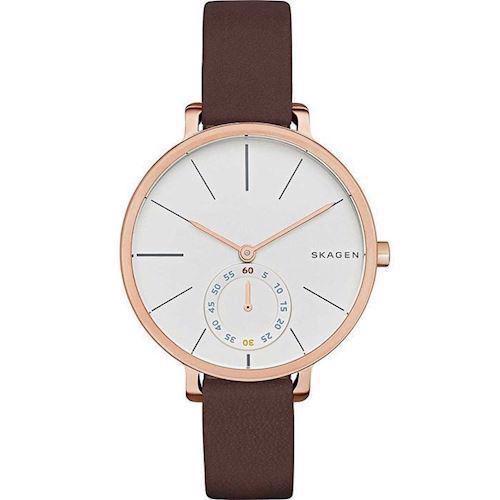 Image of Skagen Hagen rosa forgyldt stål quartz med tre visere dame ur, model SKW2356